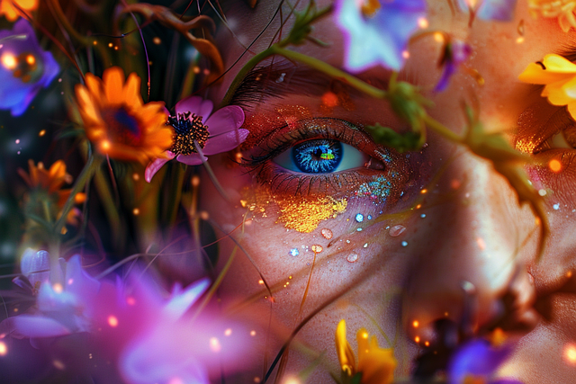 Free ai generated woman flowers illustration