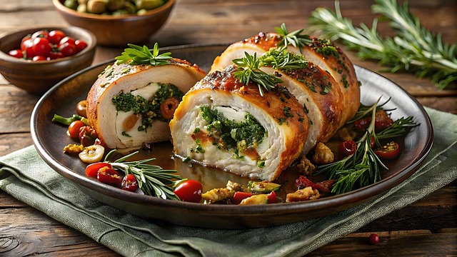 Free ai generated meat rolls food illustration
