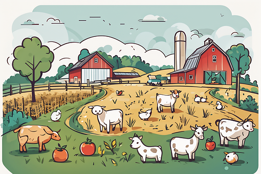 Ai产生的, 农场, 动物, 可持续性, 自然, 生态, 环境, 卡通片