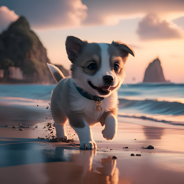 Ai Generiert, Hund, Hündchen, Strand