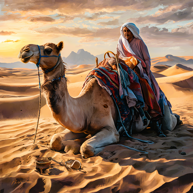 Free ai generated camel desert illustration