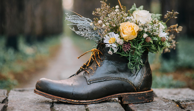 Free ai generated boot flowers illustration