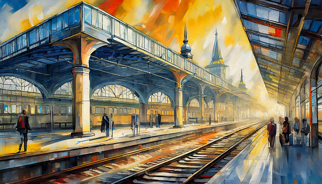 Free train station architecture illustration