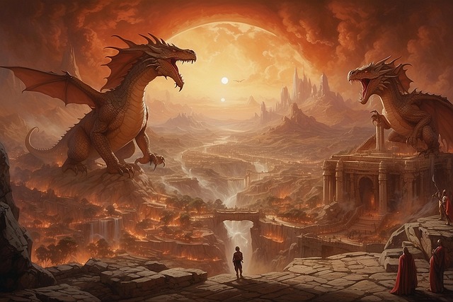 Free ai generated dragons fantasy illustration