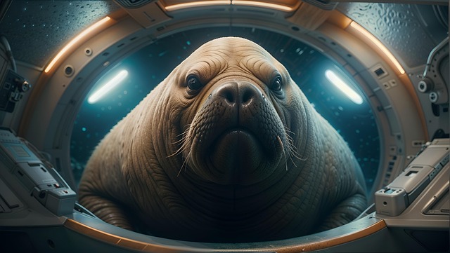 Download free HD stock image of Ai Generated Walrus Free ai generated walrus alien illustration