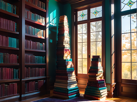 Ai Generado, Libros, Biblioteca, Leyendo