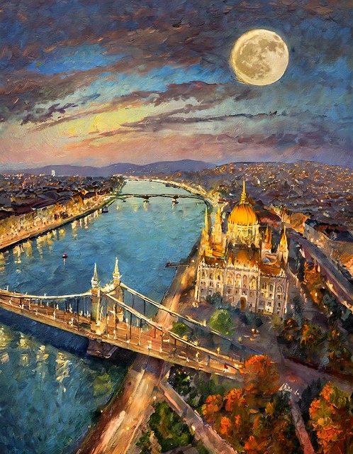 Free ai generated budapest night illustration