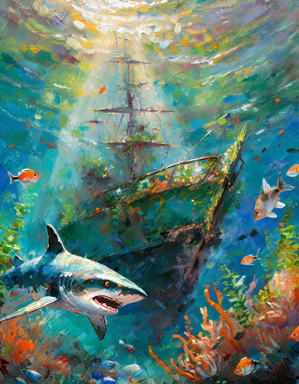 Download Ai Generated Shark Sea Royalty Free Stock Illustration