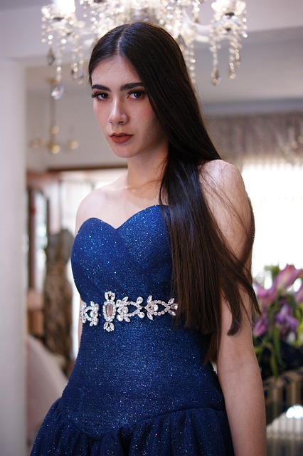 Modell, Quinceañera, Kleid, Blau