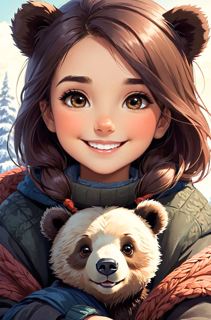Free ai generated woman bear illustration