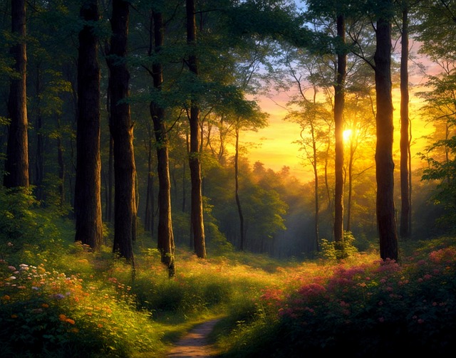 Free frühling wald bäume illustration