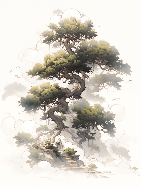 Download free HD stock image of Ai Generated Mountains Free ai generated mountains tree illustration