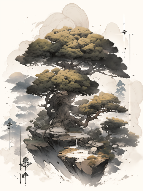 Free ai generated mountains tree illustration