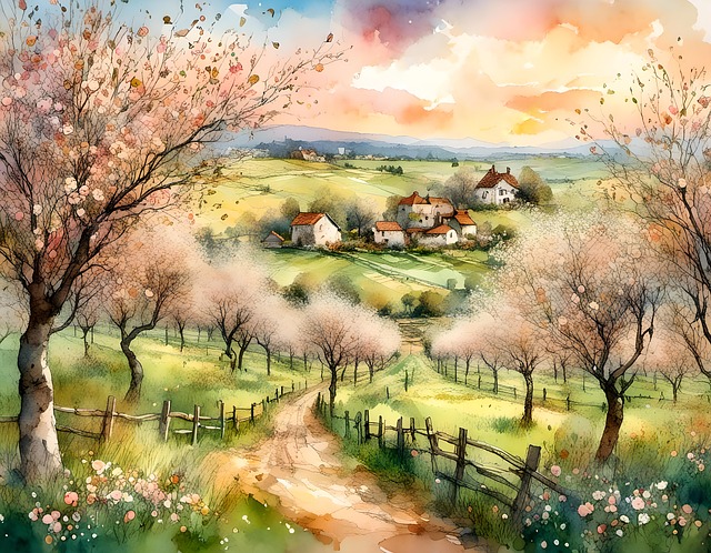 Download free HD stock image of Ai Generated Landscape Free ai generated landscape trees illustration