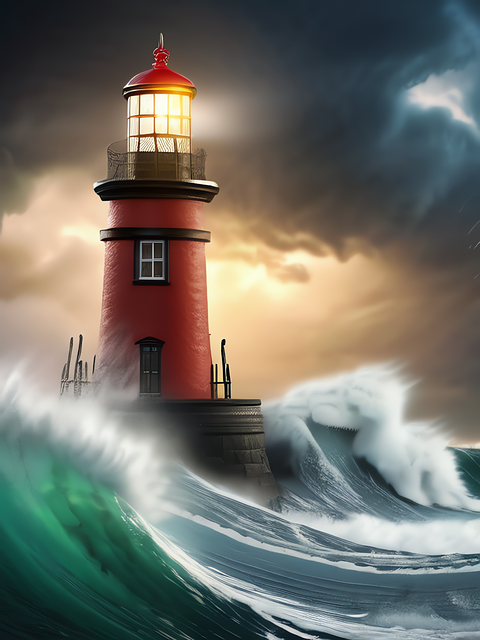 Download free HD stock image of Ai Generated Lighthouse Free ai generated lighthouse storm illustration