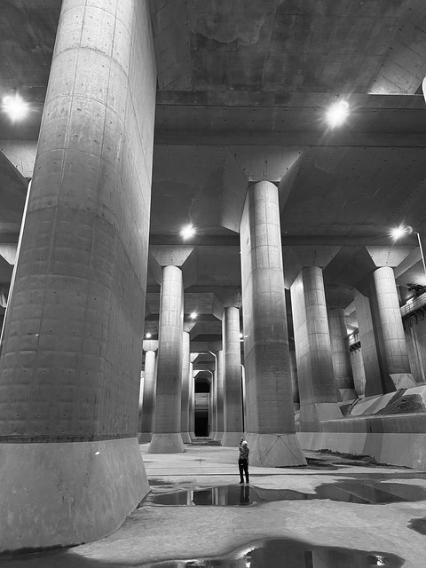 Japan, By, Cave, Sort Og Hvid, Søjle