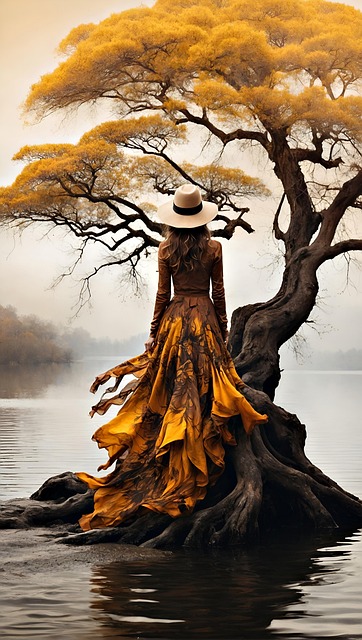 Free woman tree picturesque illustration