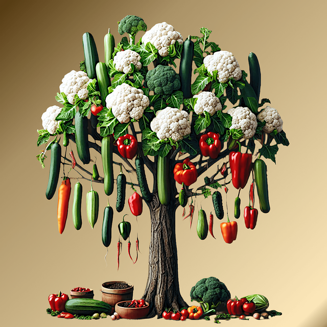 Download free HD stock image of Ai Generated Vegetables Free ai generated vegetables tree illustration