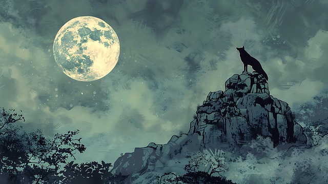 Free landscape mountain night illustration
