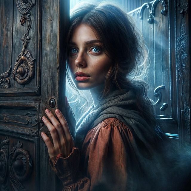 Free ai generated woman door illustration