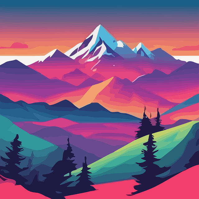 Free ai generated mountain colorful illustration