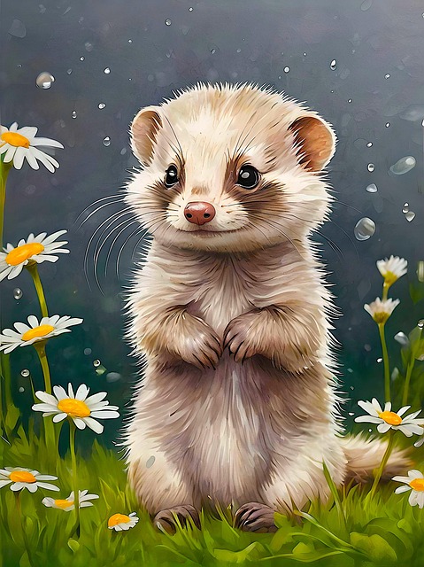 Free ai generated ferret rodent illustration