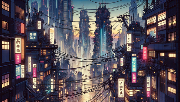 Ai Generat, Oraș, Cyberpunk, Lo-Fi