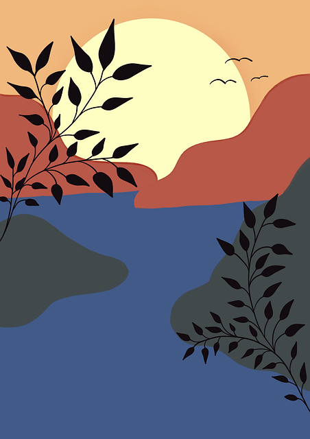 Free mountains lake nature illustration