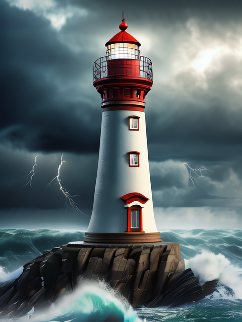 Free ai generated lighthouse storm illustration