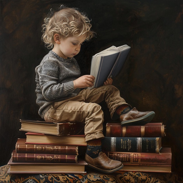 Free child reading books illustration