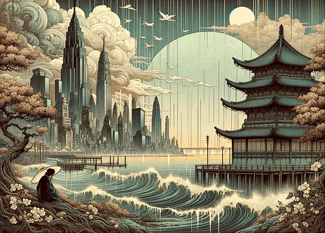 Ai Generat, Oraș, Valuri, Ukiiyoe
