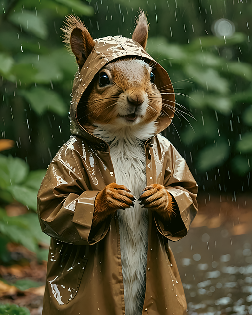 Download free HD stock image of Ai Generated Squirrel Free ai generated squirrel rain illustration