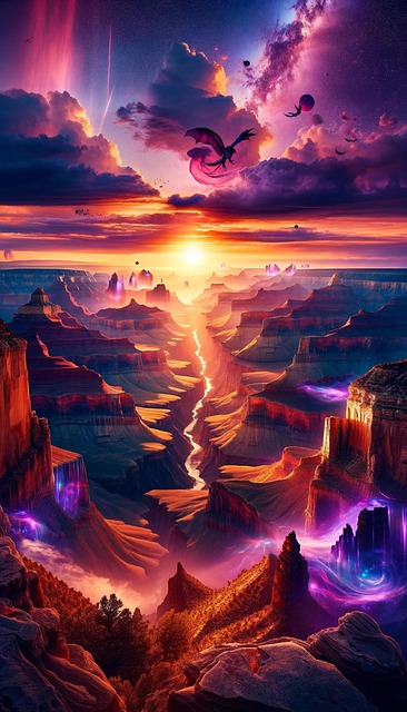 Free ai generated canyon river illustration