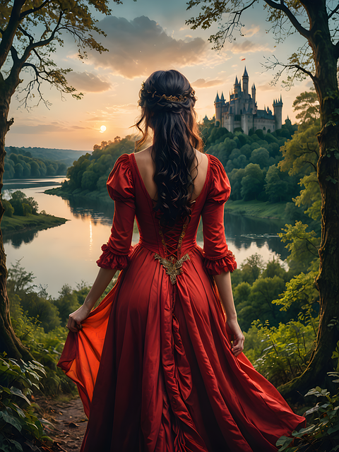 Download free HD stock image of Woman Castle Free woman castle regency illustration