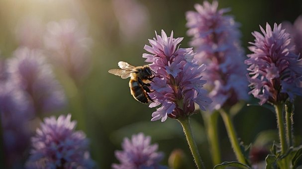Abeja, Flor, Púrpura, Naturaleza