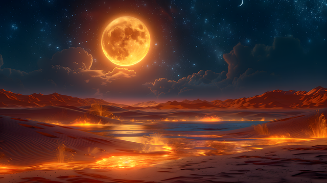 Free ai generated moon desert illustration