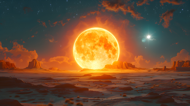 Free ai generated moon desert illustration