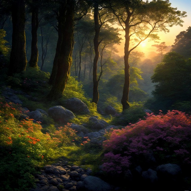 Download free HD stock image of Spring Forest Free spring forest trees illustration