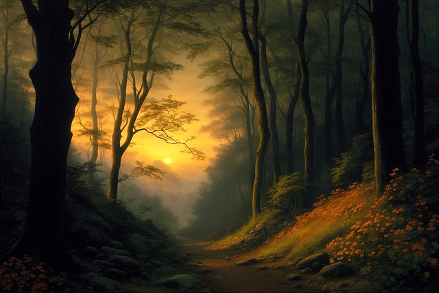 Free spring forest trees illustration