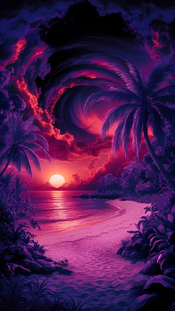 Tropisch, Sonnenuntergang, Strand