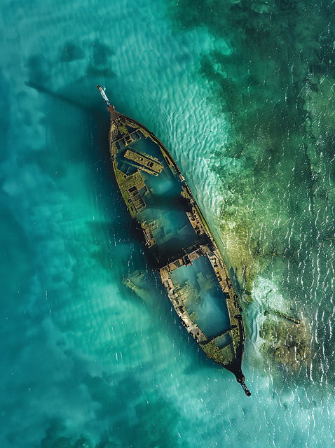Free shipwreck aerial sea illustration