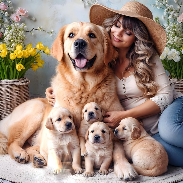 Free ai generated woman dog illustration