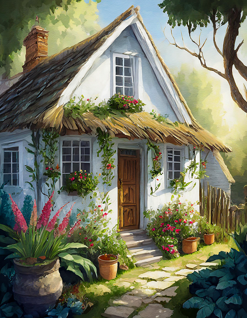 Free ai generated cottage house illustration