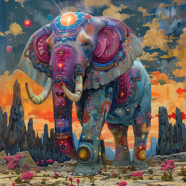 Free ai generated elephant eccentric illustration