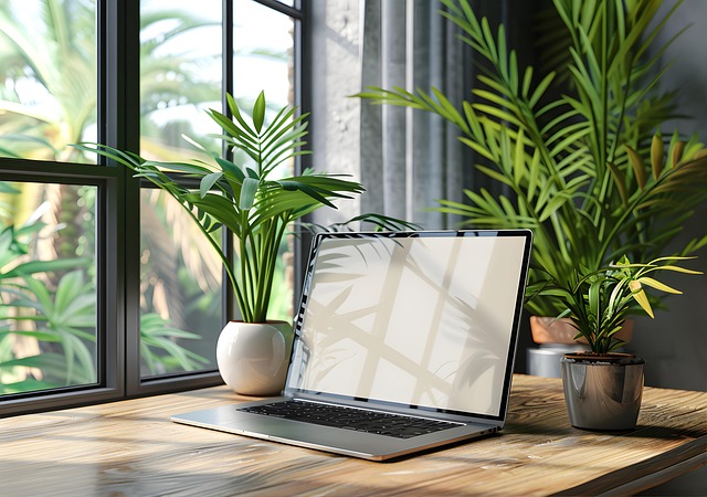 Free ai generated laptop houseplants illustration