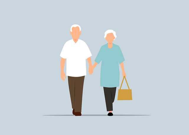 Free elderly couple walking vector