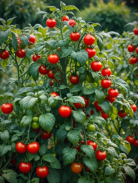Free ai generated tomatoes garden illustration