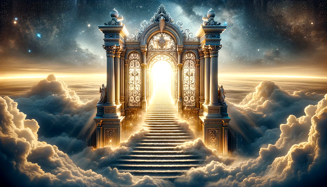 Free ai generated eternal entrance celestial door illustration