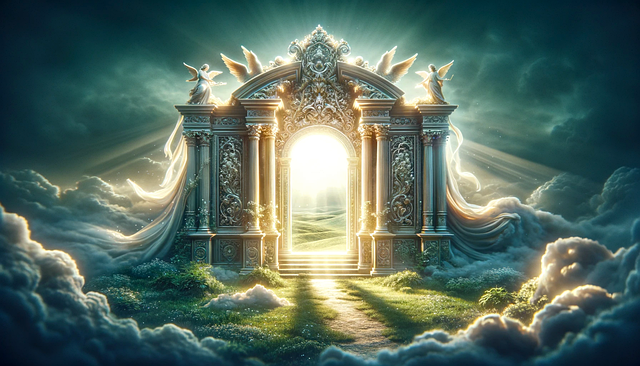 Free ai generated eternal gate heavenly path illustration
