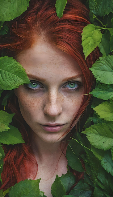 Free woman portrait green illustration